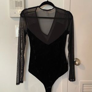 C neck black bodysuit